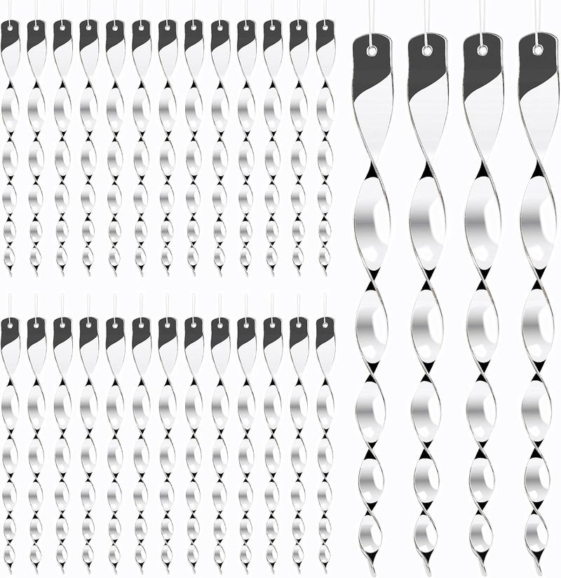 Hausse 30 Pack Bird Deterrents for Outside, Bird Repellent Hanging Silver Plastic Reflectors Scare Rods, Garden Decorative Reflective Scare Birds Away, Like Woodpeckers, Pigeons and Geese - Image 1